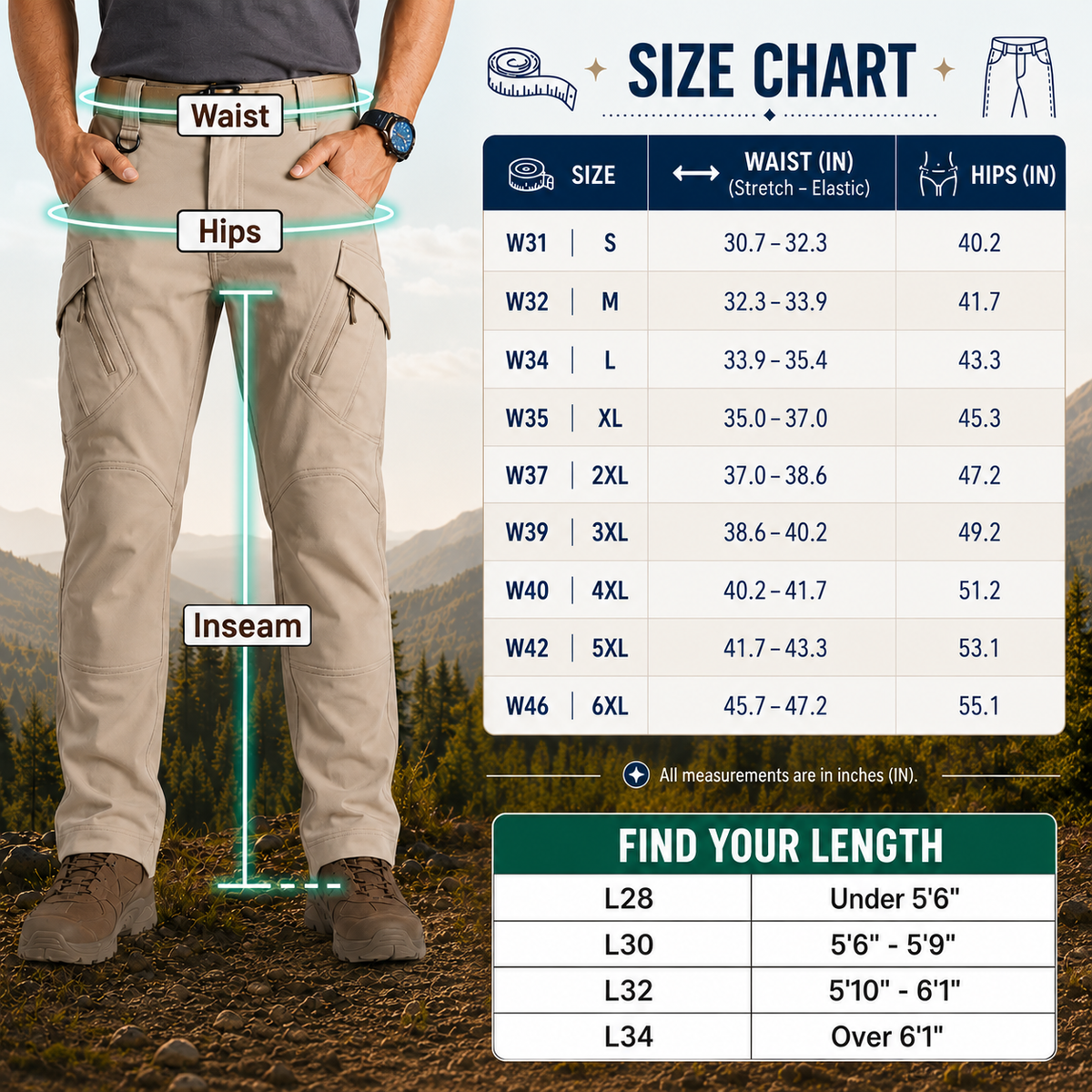 FlexCamo - Men's 9-Pocket Straight Fit Tactical Waterproof Pants
