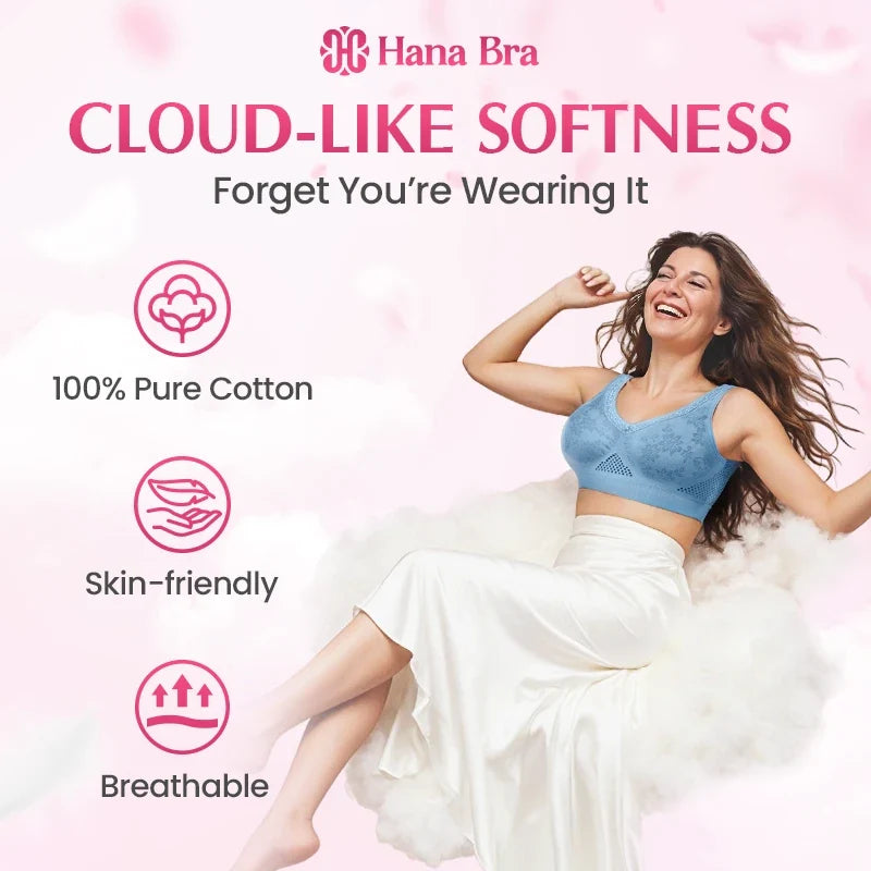 Hana Bra - Pure Cotton Buttonless Comfy Lifting Bra